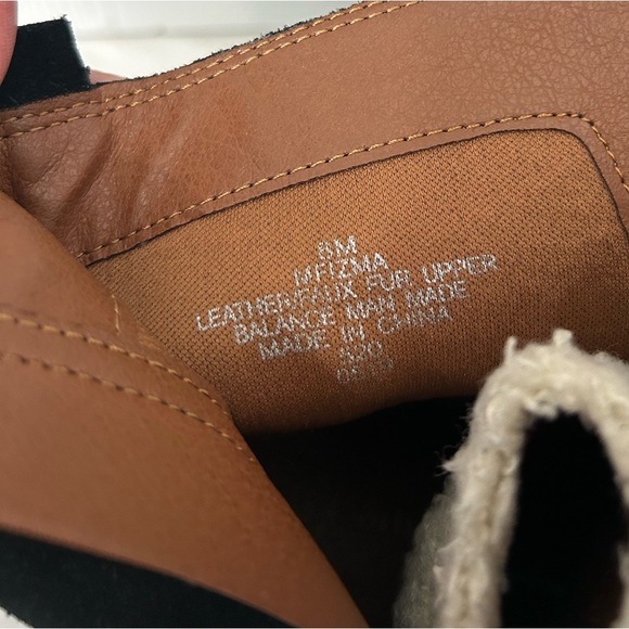 Marc Fisher Boots Suede Leather Black Tan Lace Up Womens 8 Ankle Faix Fur Lined - Picture 15 of 16